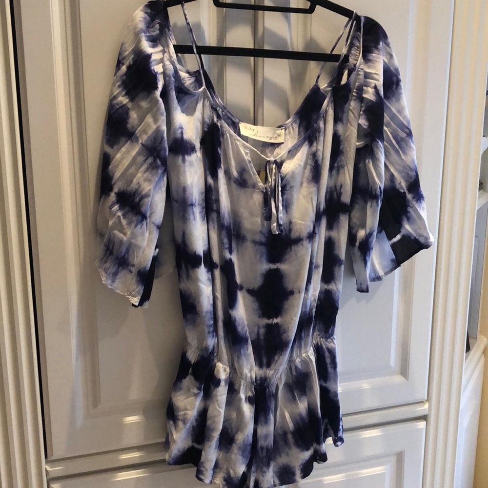 🦋 Vintage Havana Tie Dye v-neck Boho butterfly sleeve shorts romper